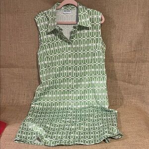 Blair Green and White Patterned Sleeveless Dress